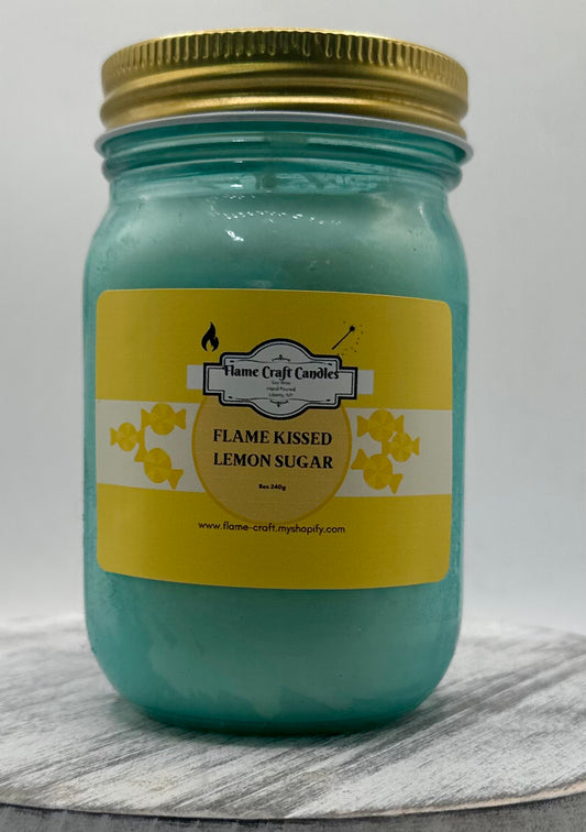 Flame Kissed Lemon Sugar|12oz Mason Jar|Scented Soy Wax
