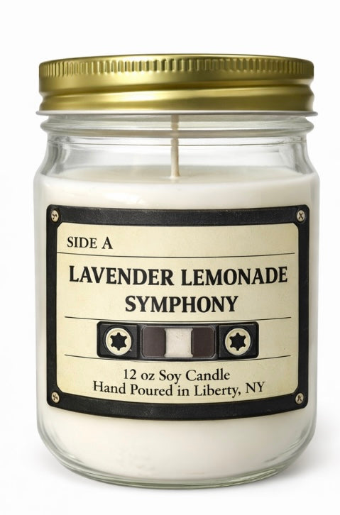 Lemon Lavender Symphony |12oz Mason Jar|Scented Soy Wax – Flame