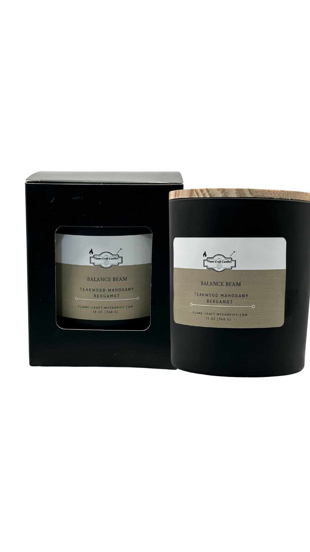 Balance Beam|Teakwood Mahogany Bergamot| 13 oz Black Jar with Lid