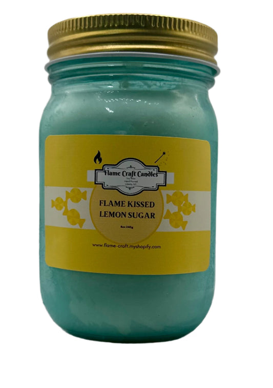 Flame Kissed Lemon Sugar|12oz Mason Jar|Scented Soy Wax