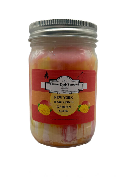 New York Hard Rock Garden Tie Dye | 12Oz Mason Jar | Scented Soy Wax