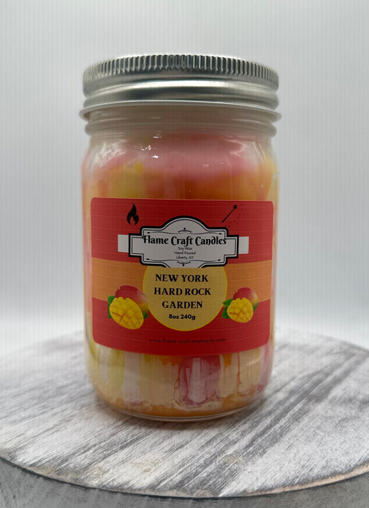 New York Hard Rock Garden Tie Dye | 12Oz Mason Jar | Scented Soy Wax