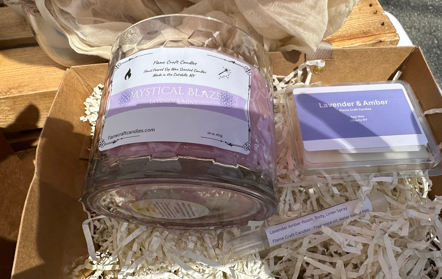 Stress Relief Gift Set | Lavender Mint Candle + Room Spray + Wax Melts | Relaxation Bundle | Calm Home Kit | Self Care Gift Box